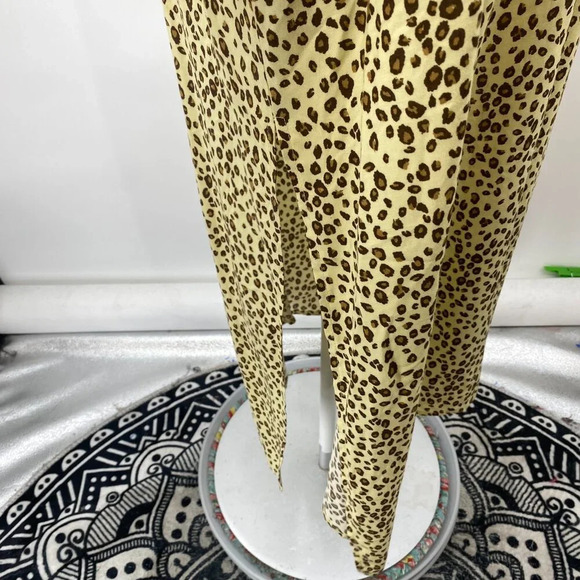 Mystree Leopard Print Maxi Dress Womens Size Medium Brown Yellow Sleeveless Slit - Picture 7 of 13